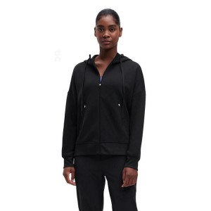 Black On Cloud Zipped Women Hoodie | EG_ON9053