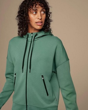 Green On Cloud Zipped Women Hoodie | EG_ON8344