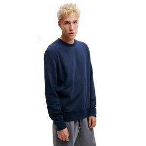 Navy On Cloud Crew Neck Men Sweatshirts | EG_ON8691