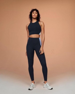 Navy On Cloud Movement Crop Women Tank Top | EG_ON8893